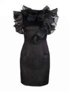 Choies Black Organza Ruffle Silky Mini Pencil Dress