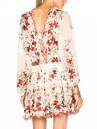 Choies Polychrome Floral Open Back Long Sleeve Mini Dress