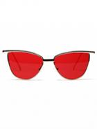 Choies Red Lens Metal Frame Cat Eye  Sunglasses