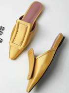 Choies Women's Yellow Satin Pointed Toe Flat Shoes