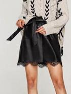 Choies Black Lace Panel Pu Mini Skirts