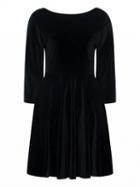 Choies Black Backless 3/4 Sleeve Velvet Skater Mini Dress