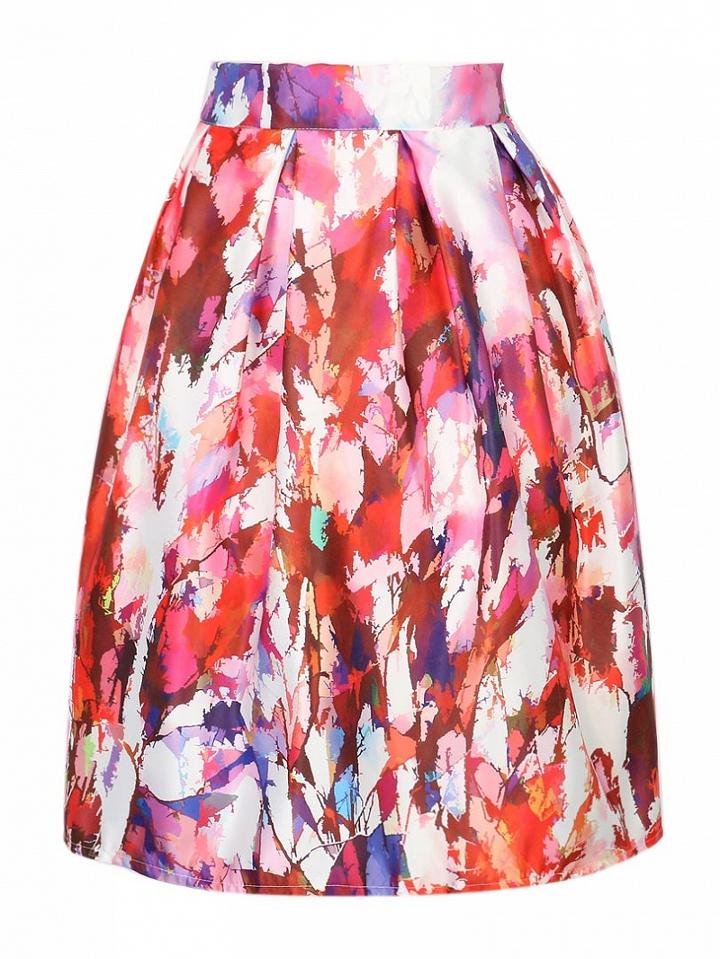 Choies Multicolor Graffiti Print Midi Skater Skirt