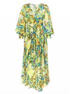 Choies Multicolor Wrap Front Tie Waist Tropical Floral Print Maxi Dress
