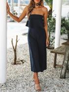 Choies Black Cotton Blend Bandeau Pocket Detail Chic Women Romper Jumpsuit