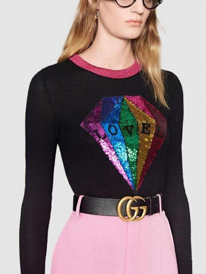 Choies Black Contrast Sequin Detail Long Sleeve Knit Jumper