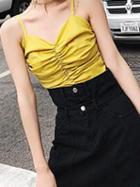 Choies Women's Yellow V-neck Ruched Front Cami Top