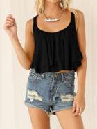 Choies Black Layered Cropped Vest