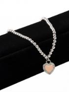 Choies Nude Stone Crystal Heart Pendant Chain Necklace