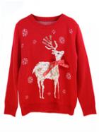 Choies Red Christmas Deer Pattern Knit Sweater