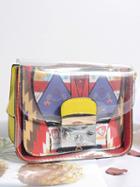 Choies Yellow Pu Print Detail Lock Catch Front Chic Women Shoulder Bag