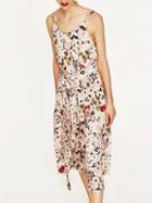 Choies Polychrome Floral V-neck Belted Waist Slim Strap Wide Leg Jumpsuit