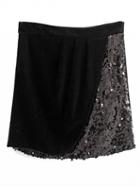 Choies Black Velvet High Waist Sequin Detail Mini Skirt