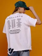 Choies White Letter Print Back Ripped Short Sleeve T-shirt