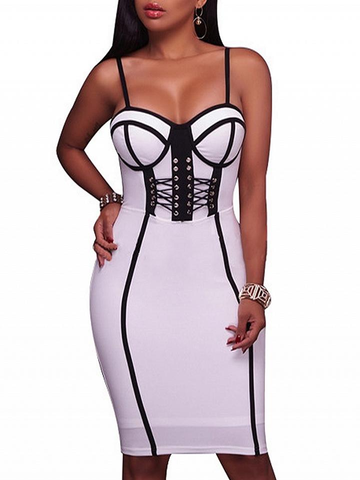 Choies White Spaghetti Strap Bodycon Dress
