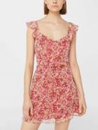 Choies Red Floral Ruffle Trim Backless Mini Dress
