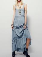 Choies Light Blue Frill Trim Lace Panel Maxi Dress