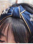Choies Dark Blue Satin Look Diamond Embellished Vintage Women Headband