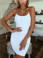 Choies White Silky Open Back Chic Women Bodycon Cami Mini Dress