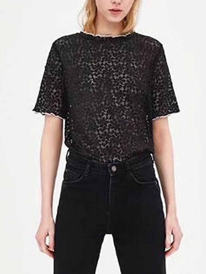 Choies Black Cut Out Detail Lace Blouse
