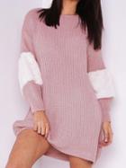 Choies Pink Fluffy Panel Long Sleeve Chic Women Knit Mini Dress