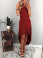 Choies Red Cami Tie Backless Chic Women Hi-lo Dress