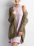 Choies Army Green Pocket Cable Open Front Cardigan