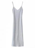 Choies Light Gray V-neck Strappy Side Split Knit Midi Dress