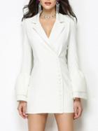 Choies White Lapel Flared Sleeve Blazer Mini Dress