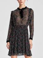 Choies Black Bow Tie Front Print Detail Long Sleeve Mini Dress