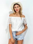 Choies White Off Shoulder Bow Sleeve Lace Blouse