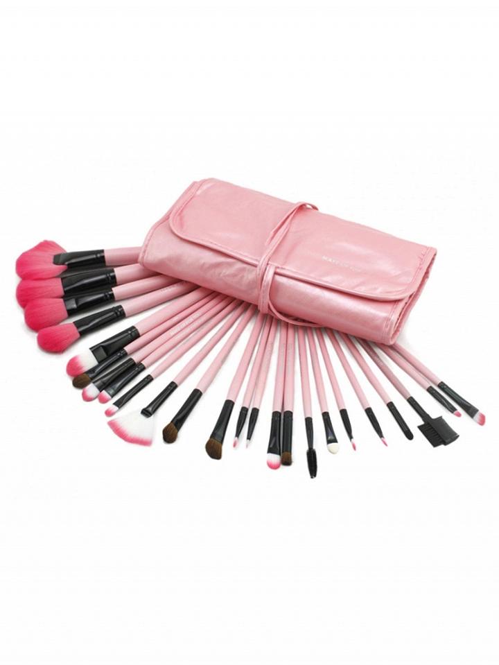 Choies Pink 24 Pack Make-up Brush Collection With Bag