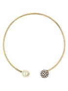 Choies Gold Faux Pearl And Diamante Bead Bangle Necklace