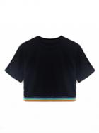 Choies Black Rainbow Detail Crop T-shirt