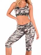 Choies Gray Camo Print Crop Tank And High Waist Sheer Mesh Panel Bottom