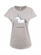 Choies Gray Unicorn Print Short Sleeve T-shirt