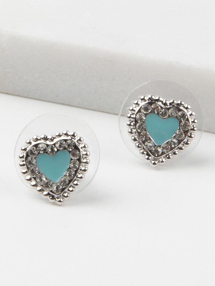 Choies Blue Stone Crystal Stud Earrings