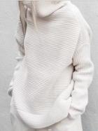 Choies White High Neck Long Sleeve Knit Sweater
