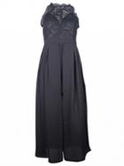 Choies Black Lace Panel Split Front Midi Dress