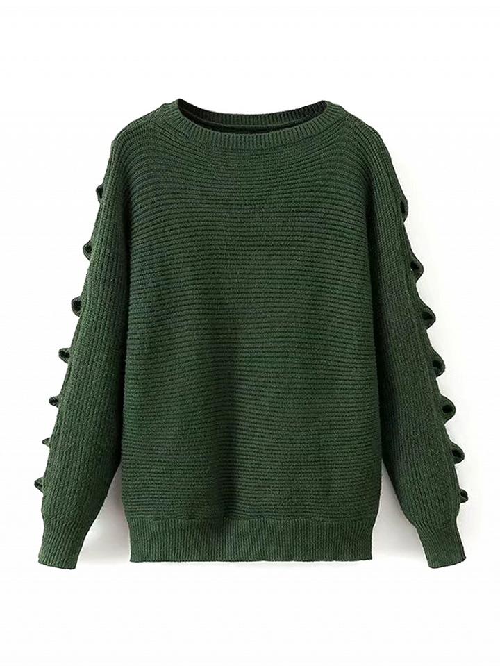 Choies Green Cut Out Long Sleeve Knit Sweater