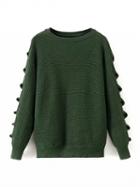 Choies Green Cut Out Long Sleeve Knit Sweater