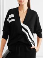 Choies Black Stripe Plunge Long Sleeve Knit Sweater