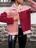 Choies Red Contrast Cotton Lapel Pocket Detail Long Sleeve Coat