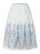 Choies Blue High Waist 3d Flower Mesh Midi Skirt