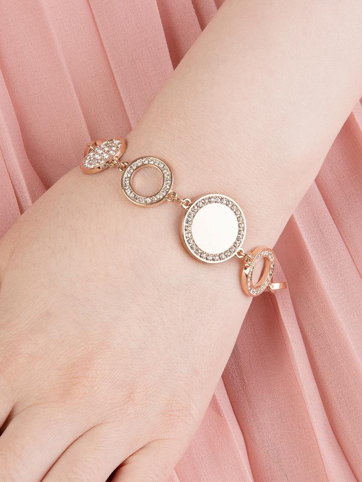 Choies Pink Gold Stone Embellished Sphere Bracelet