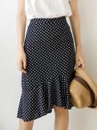 Choies Black Chiffon High Waist Polka Dot Print Fishtail Hem Chic Women Skirt