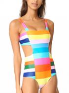 Choies Polychrome Rainbow Open Back Padded One-piece Swimsuit