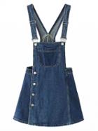 Choies Blue Side Button Overall Mini Dress