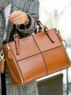 Choies Brown Pu Zip Detail Clutch Bag