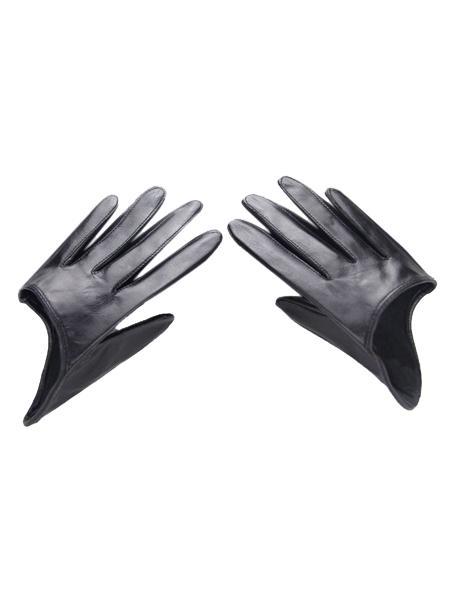 Choies Black Real Leather Half Gloves